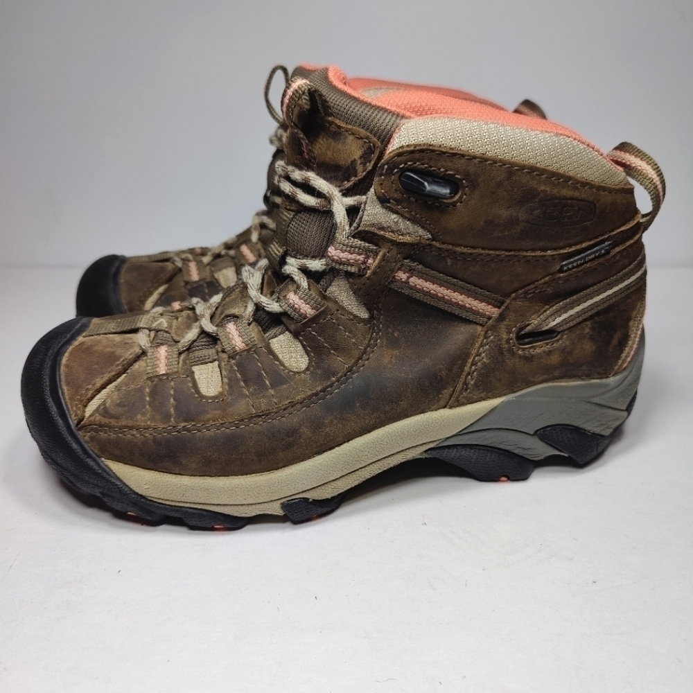 Keen Targhee II Mid Hiking Brown Boot Leather Dry Waterproof Women's Shoe Sz 7.5